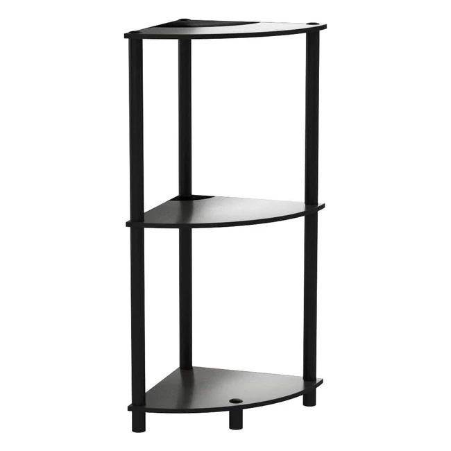 Furinno 3 Tier Toolless Shelves - Wood Espresso/Black - Easy Assembly - Sturdy Design