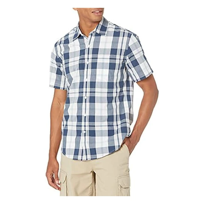 Camicia uomo slim in popeline a maniche corte - Amazon Essentials