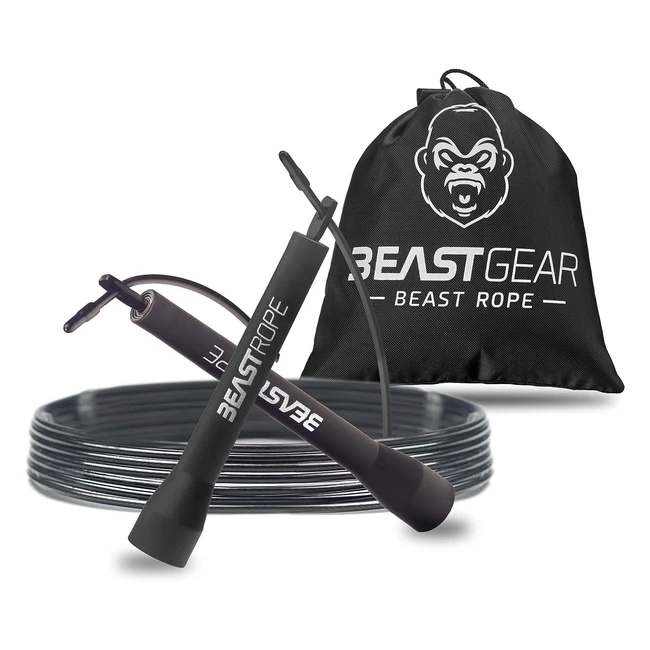 Beast Gear Skipping Rope - Steel Speed Jump Ropes for Adult Fitness - Lightweigh