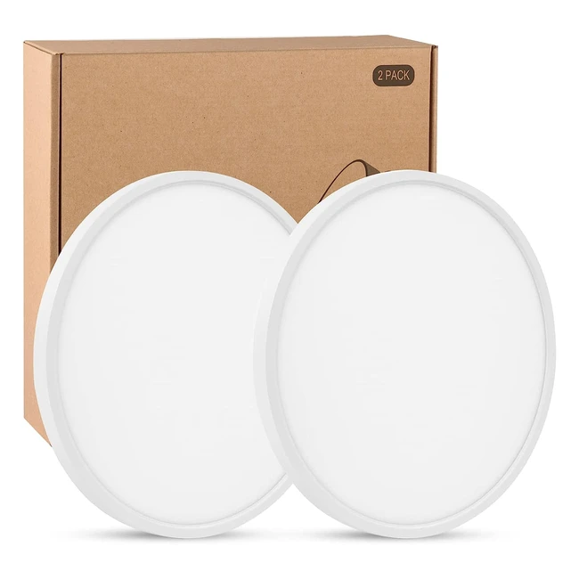 Plafoniera LED 24W - Lampada piatta per bagno, camera da letto, soggiorno, cucina - 5000K 2100lm - Luce bianca - Confezione da 2