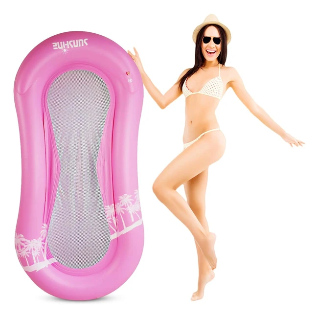 Hamac de piscine gonflable Aqua Lounge - Flotteur d'eau avec filet - Matelas d'eau pour piscine - Rose