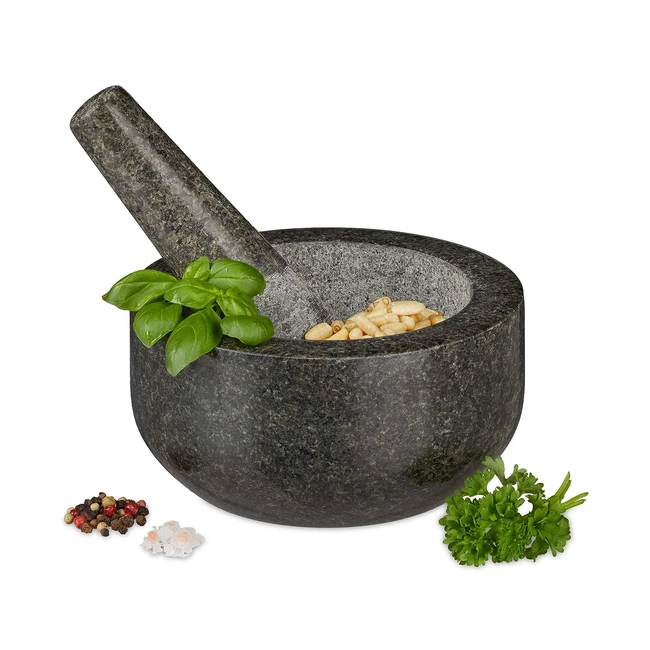 Mortero de piedra pulida resistente y duradero - Relaxdays 10029956