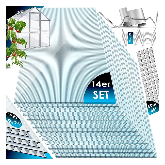 Kesser 14x Polycarbonat Hohlkammerstegplatten 4mm 1025 m Doppelstegplatte