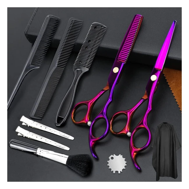 Ciseaux de coiffure professionnels en acier inoxydable 12 pcs - Coupe précise et confortable
