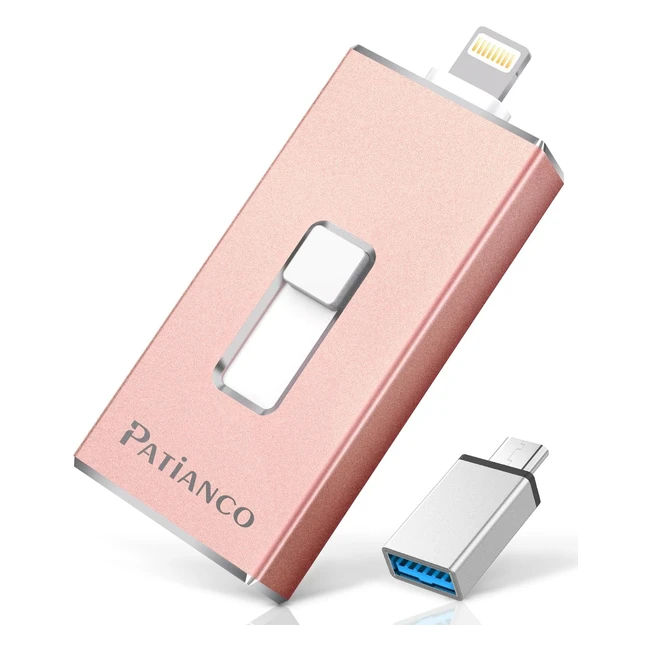 Chiavetta USB 256GB per iPhone Apple Certified - Patianco Lightning Pendrive MFI USB 3.0/USB C Photo Stick - Memoria Esterna per iPhone iOS OTG Android - Tablet Mac PC Windows