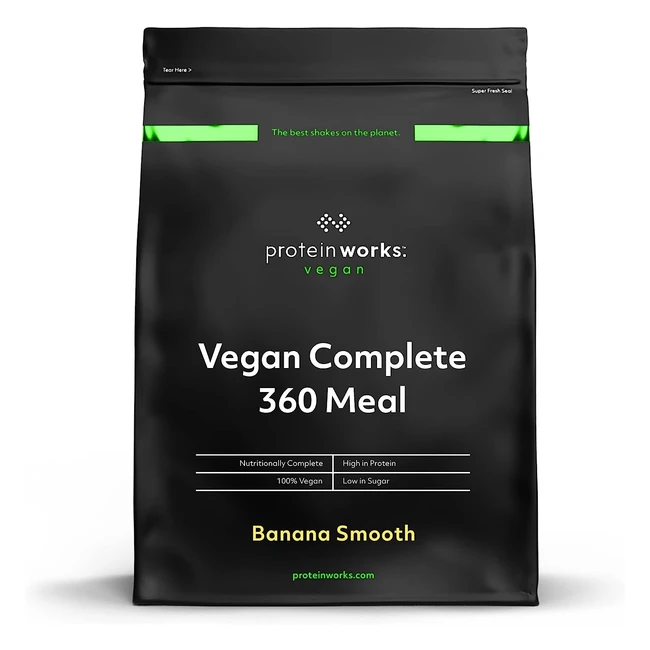 Protein Works Vegan Complete 360 Meal Shake - 100% Vegan Meal Replacement Powder - 400 Calorie Complete Meal - 5 Servings - Banana Smooth