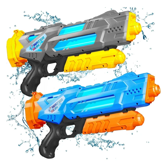 Powerful Water Gun for Kids  Adults - 2 Pack 1200ml Capacity Long Distance Sh