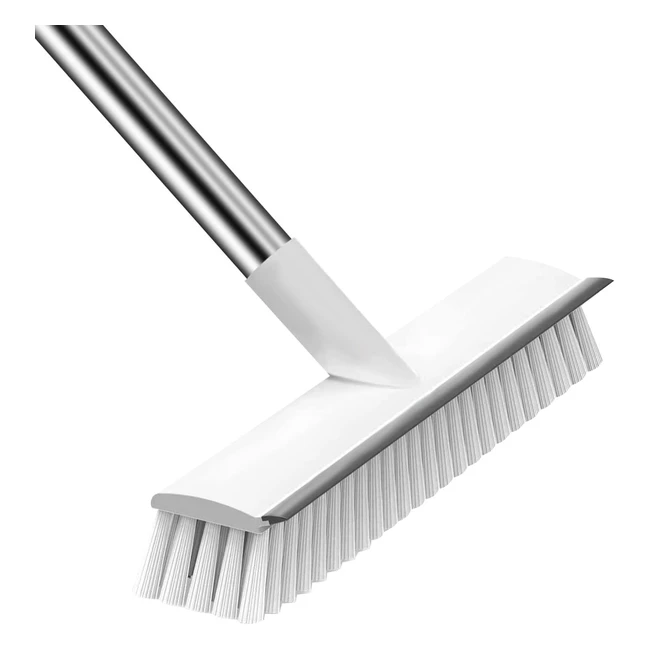 Long Handle Floor Scrubbing Brush - Stiff Bristles - Push Broom - Cleaning Bathroom, Patio, Garage, Pool