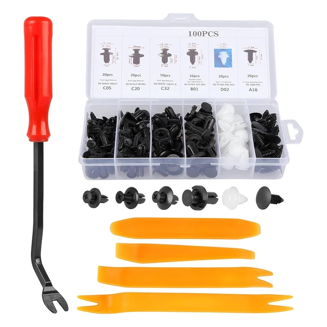 Docas 100pcs Clips Remaches Plástico Coche Universales Grapas Carrocería Puerta Parachoques Fender Liner Estilo 2