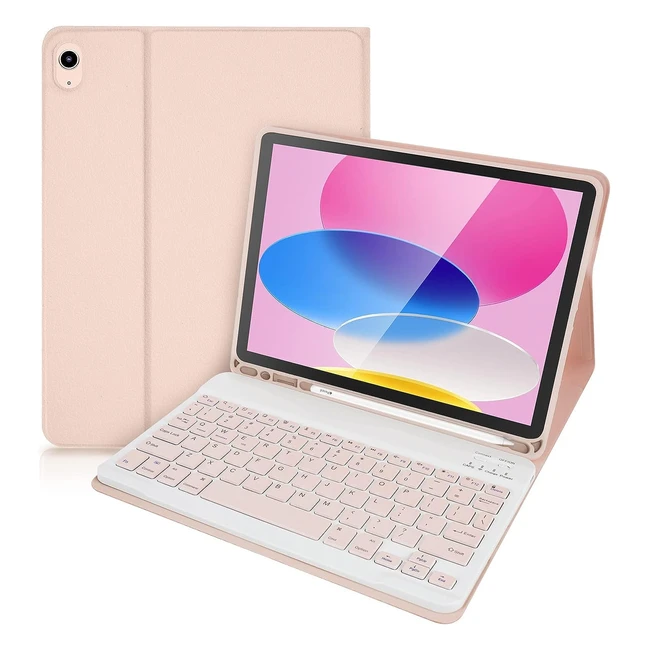 Lively Life Bluetooth Keyboard for iPad 10th Gen 2022 - Detachable Wireless Keyboard - Pink