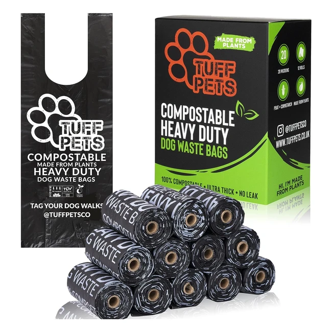 Tuff Pets Plant Based 50% Stronger Compostable Dog Poop Bags