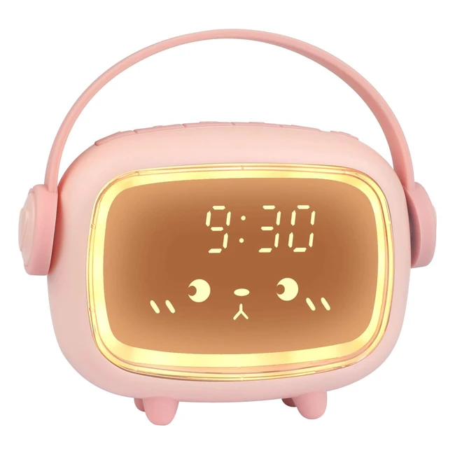 Réveil numérique pour enfants - Potuopy - RVEIL-001 - Lumière, Snooze, Alarme, Compte à rebours - Rose