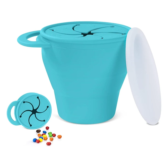 Vicloon Collapsible Silicone Baby Snack Cup - Non-Spill, Easy to Store - Blue