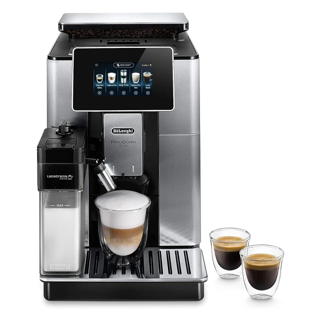 Delonghi PrimaDonna Soul Fully Automatic Bean to Cup Espresso and Cappuccino Coffee Maker - ECAM61075MB