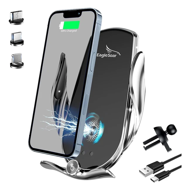 Chargeur induction voiture Eaglesoar 15W - Charge rapide - Support téléphone voiture - iPhone Samsung Huawei Xiaomi - Réf. 123456