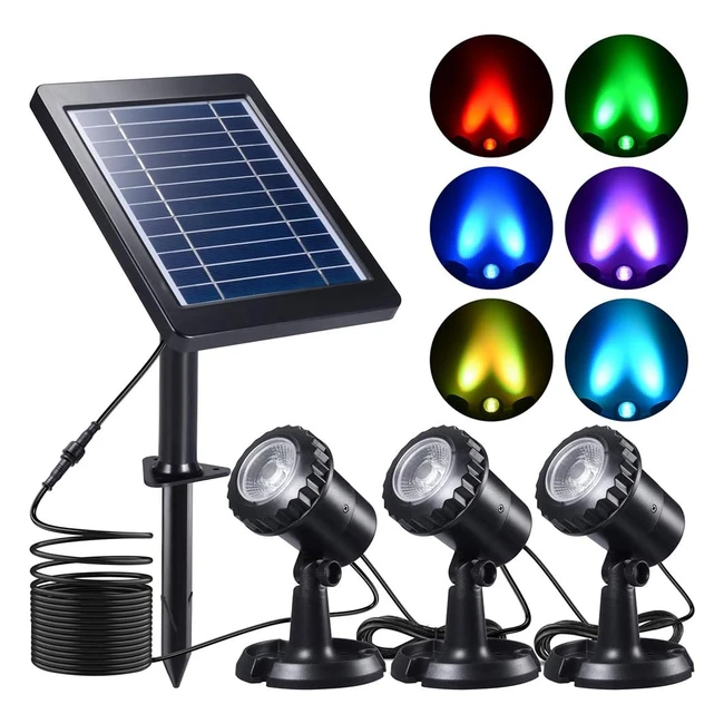 Pchero Solar Pond Lights - Submersible Pond Light with 3 Lamps - IP68 Waterproof