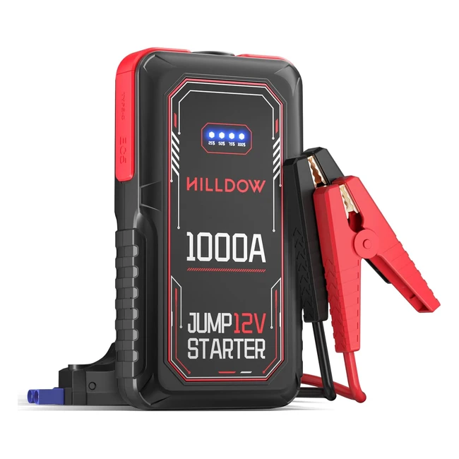 Arrancador de Coches Hilldow 1000A 444Wh - ¡Arranca tu motor sin esperas!