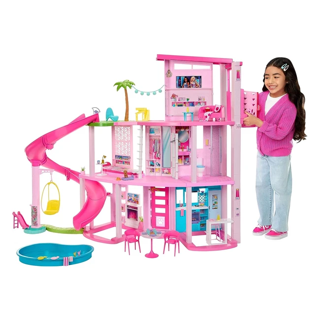 Barbie Dreamhouse Pool Party Doll House - 75 Pieces, 3-Story Slide