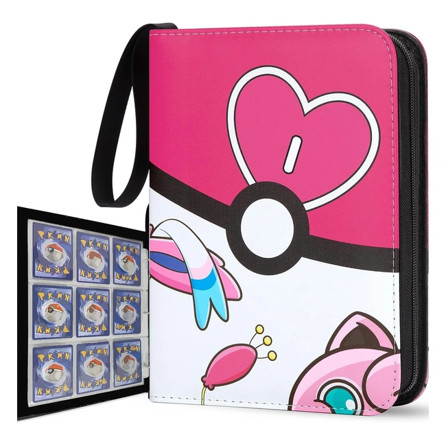 Trading Card Binder 9-Pocket 720 Pockets - Pink - PU Leather - Water Resistant - Easy Carry - 40 PVC Sleeves