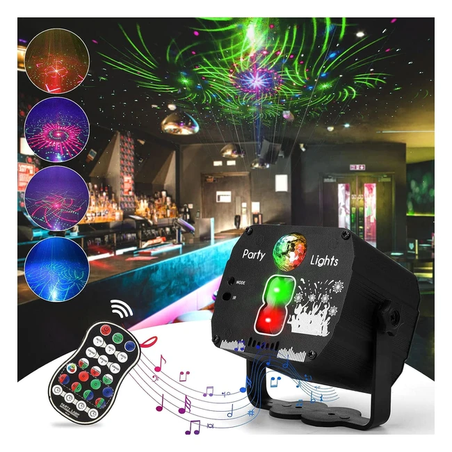 Lampe de scène avec télécommande - Ambiance festive, 60 modes de projection RGB, contrôle vocal et rotation 360°