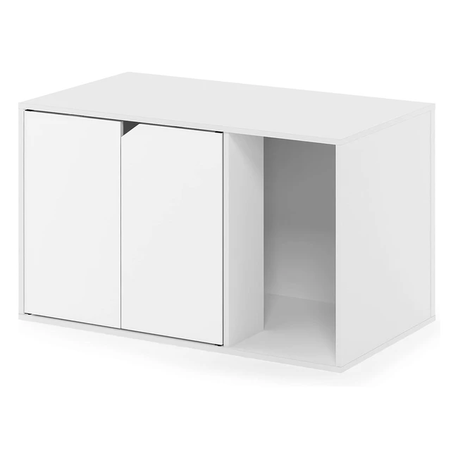 Furinno Litter Box Enclosure - Solid White, 45cm x 744cm x 50cm - Multifunctional Furniture