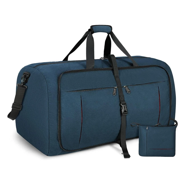 Nubily Foldable Travel Duffle Bag - Water Resistant, Lightweight - Blue - 65L