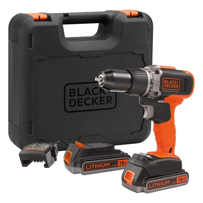 Perceuse à percussion sans fil Black+Decker BCD003ME2KQW - 45Nm, 1400trs/min, 21 000cps/min