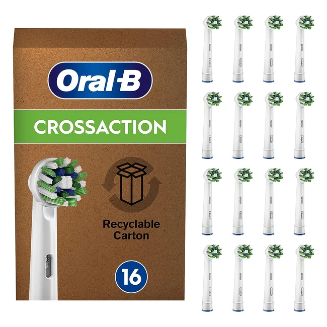 OralB CrossAction - Set 16 Testine di Ricambio per Spazzolino Elettrico - Pulizia Orale Olistica - Setole CleanMaximiser - Verde