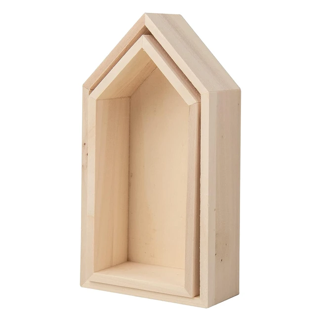 Casas de Madera Rayher Certificadas FSC - Juego de 2 - 17x9x4 cm y 15x7x4 cm - Marco de Madera Beige