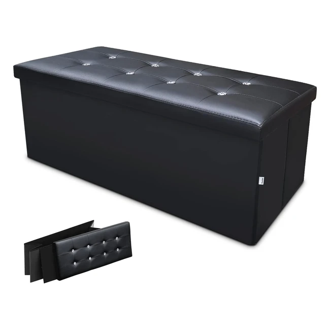 Taburete de Almacenaje Chuvian - Cuero Sinttico - Reposapis Plegable - Muebl