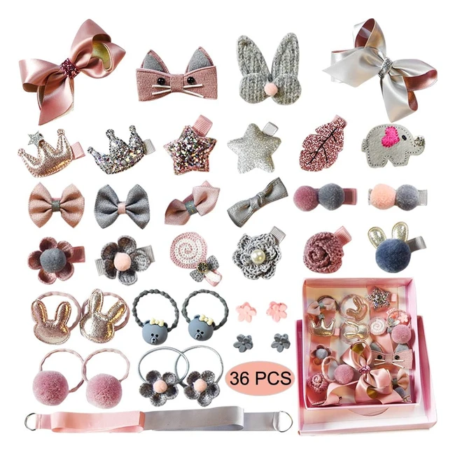 36 pcs Baby Hair Clips Set - Vegcoo Hair Rops Barrettes for Little Girls - Perfe
