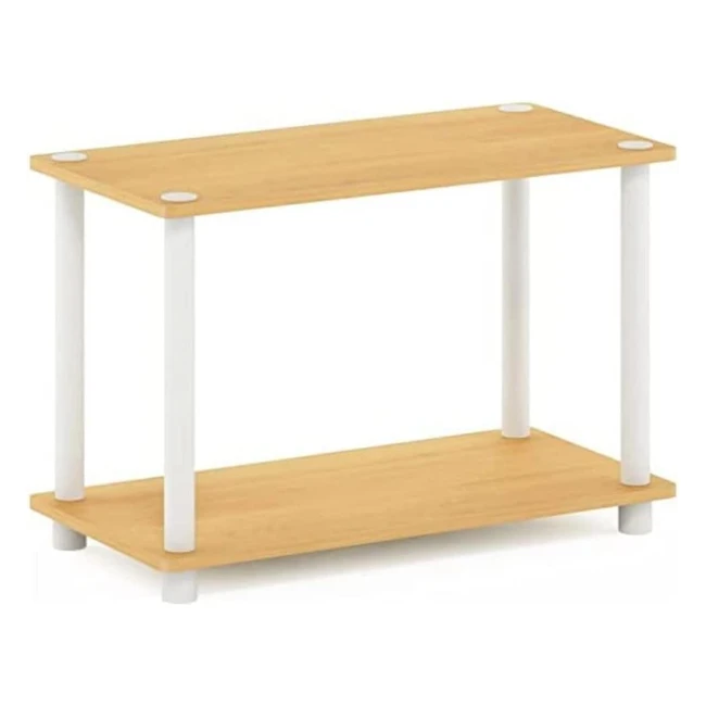 Furinno TurnNTube 2-Tier End Table Coffee Table Shelf BeechWhite - No Tools Requ