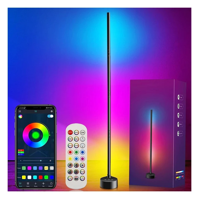 Lampadaire d'angle LED RGB avec télécommande et contrôle Bluetooth - Moderne, 16 millions de couleurs, ambiance pour chambre et salle de jeux