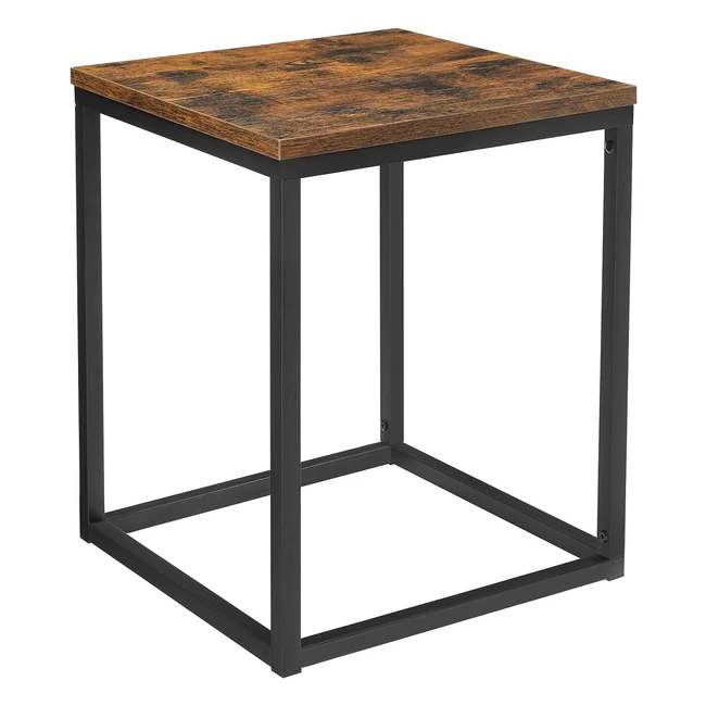 VASAGLE End Table - Industrial Rustic Brown & Black - LET270B01 - Streamlined Design - Solid & Stable