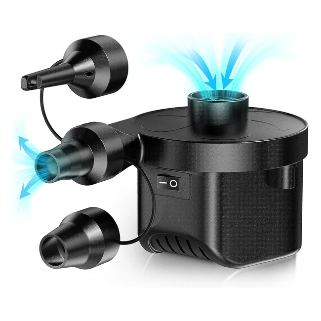 Karvipark Electric Air Pump - Quick Fill Deflate Power Pump - 3 Nozzles - Outdoor Air Mattress Bed Swimming Ring Inflatable Toys