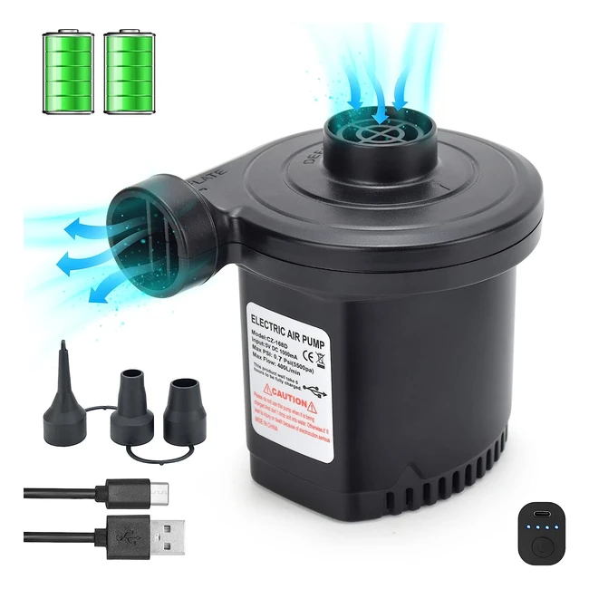 Pompa Elettrica Ricaricabile 5000pa 2 in 1 - Gonfiatore/Sgonfiatore con 3 Ugelli