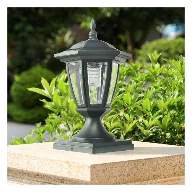 Farol Solar Negro Retro con LED - Ahorro de Energa - Resistente al Agua - Deco