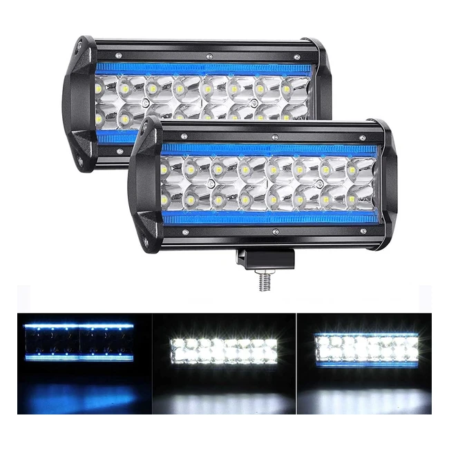 Yuguang 7 Paires de Projecteur LED Pure Blanc 6000K/8000K Ice Bleu 240W 24000lm 930V Barre LED Offroad Phare Travail Spot Lumineuse Flood Feux Antibrouillard Camion Tracteur SUV Bateau Harvester