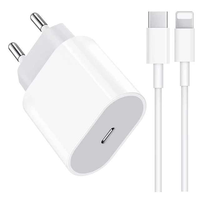 Cargador iPhone Carga Rápida 20W USB-C Certificado MFi Apple - Con Cable 2m - Envío Rápido