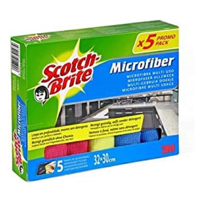 ScotchBrite Multipurpose Microfiber Wipe - 5 Piece Set - Effective Cleaning, Easy to Use