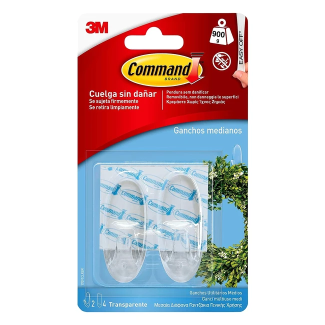 Ganchos Transparentes Medianos Command 17091CLR - ¡Cuelga y Retira sin Dejar Rastro!