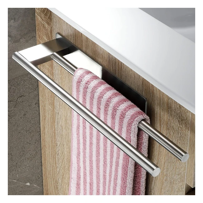 Toallero adhesivo de acero inoxidable 304 - Sin taladro - Doble barra para baño y cocina