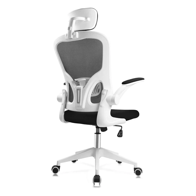 Jajaluya Office Chair - Adjustable Headrest, Lumbar Support, Ergonomic - White
