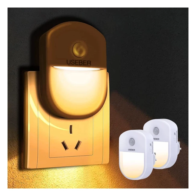 Useber LED Night Light 2 Pack Motion Sensor Lights Indoor | Auto On/Off/Night Light Plug in Wall | Kitchen Children's Room Corridor Hallway Stairs