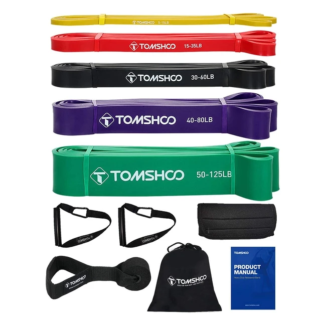 Tomshoo Bande di Resistenza Fitness 5pcs - Allenamento della Forza e Stretching
