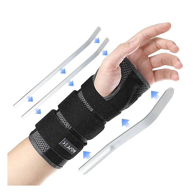 Munequera AGPTEK Tendinitis con 3 Frulas Aluminio | Tnel Carpiano, Esguinces, Artritis | 16-23cm | Gris