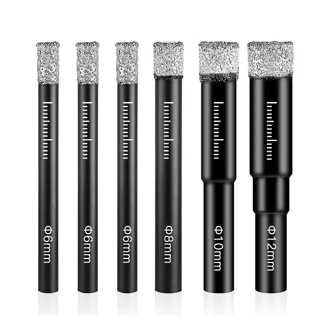 Tykovon Diamond Drill Bit Set - 6mm, 8mm, 10mm, 12mm - Porcelain, Granite, Ceramic, Marble, Glass - Dry Drill Bits