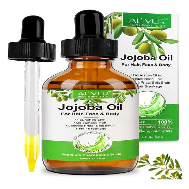 Organic Jojoba Oil 100% Pure | Moisturizing & Nourishing | Hair, Face, Skin, Nails | Cold Pressed | Hexane Free
