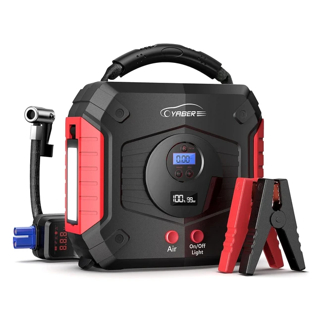 Booster batterie voiture Yaber 3500A 24800mAh - Démarrage rapide - Compresseur d'air - Sortie DC - Écran LCD
