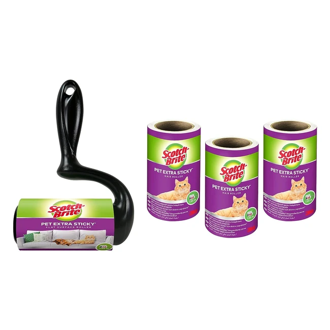 Scotch Brite Large Surface Extra Sticky Hair Roller - Refill Pack of 4